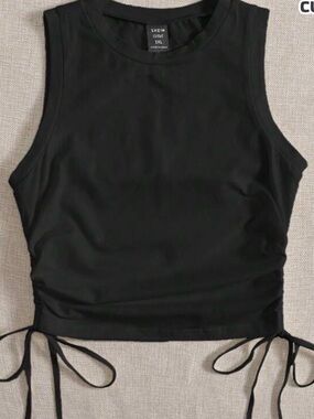 2 pack SHEIN Black/ Gray Sleeveless Side-Tie Tank Top ribbed SZ 5XL